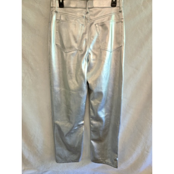Abercrombie & Fitch  90's Relaxed High Rise Shiny Silver Pants‎ 29/8 Womens  8 - Picture 5 of 15